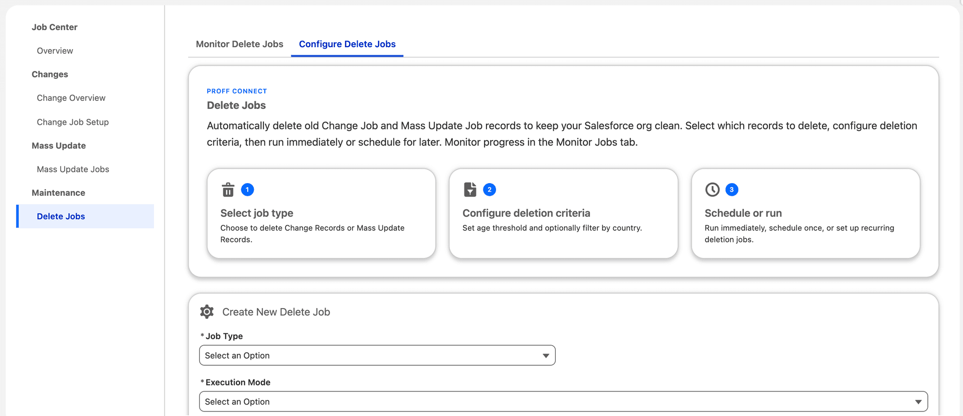 Delete Jobs in the Job Center
