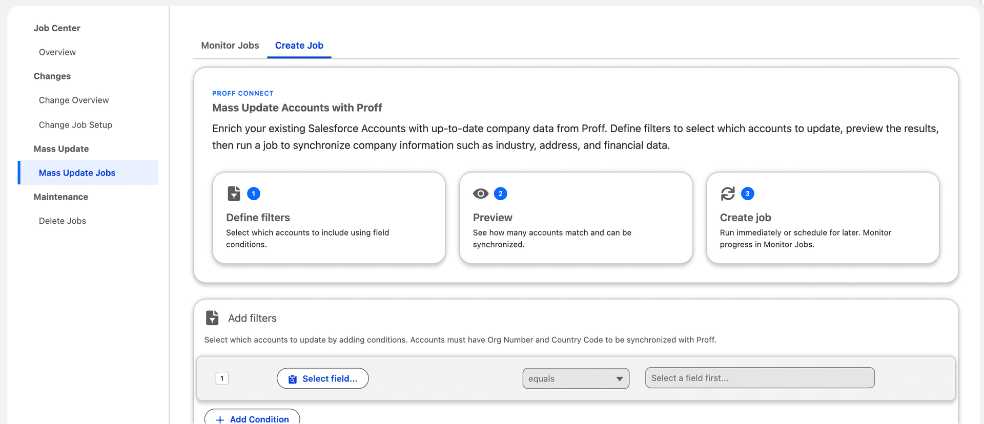 Mass Update Jobs in the Job Center