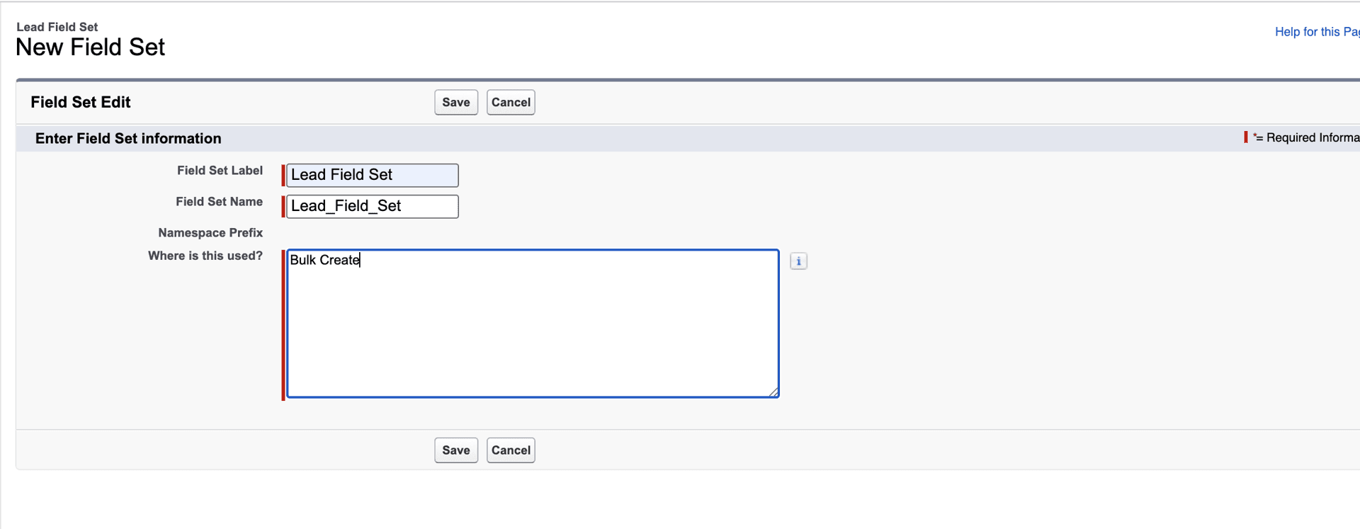 Field Sets in Object Manager