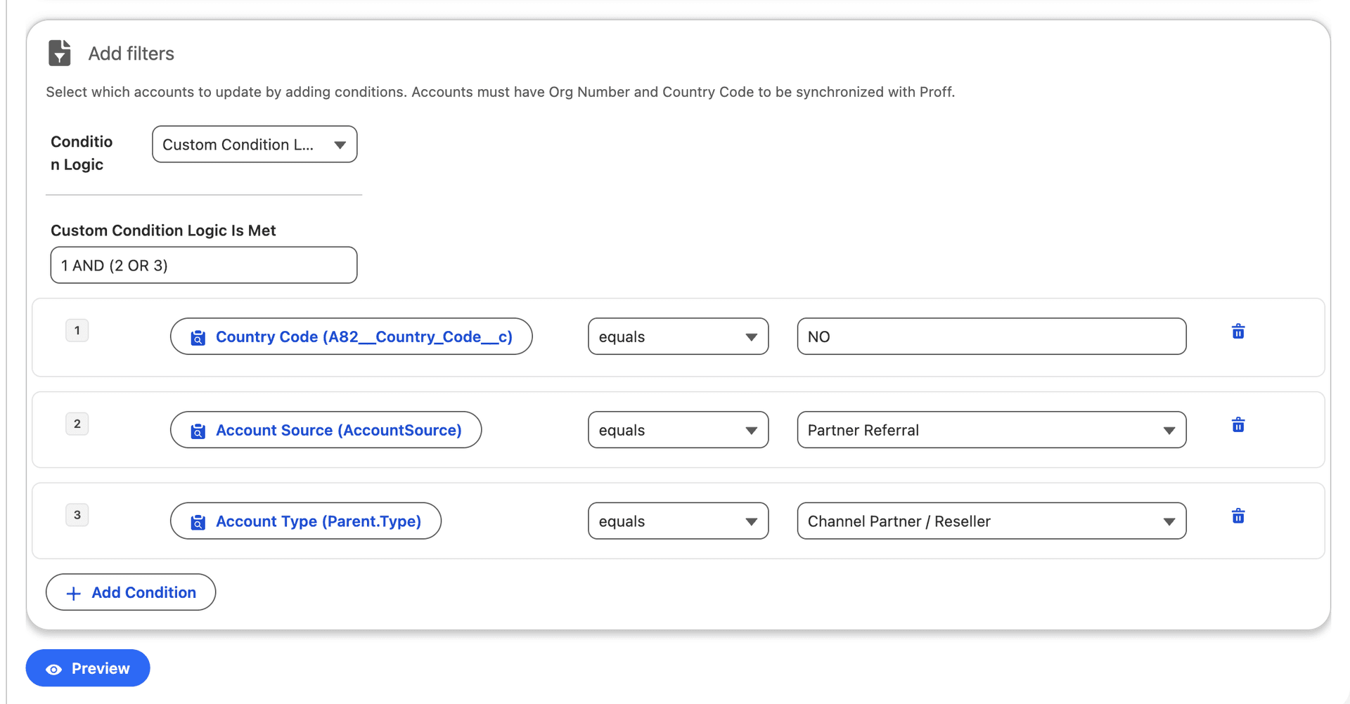 Create Job filter builder