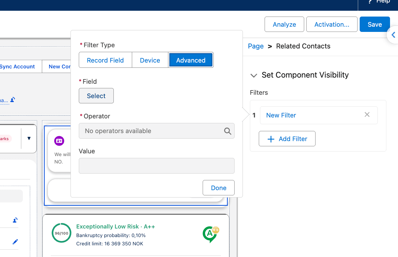 Filter type set to Advanced